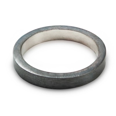 Black Silver Ring, 3mm Flat Band Oxidised - The Handmade ™