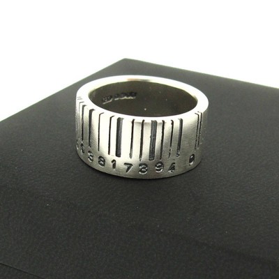 Extra Wide Silver Barcode Ring - The Handmade ™