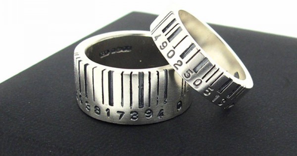 Extra Wide Silver Barcode Ring - The Handmade