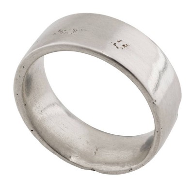 Silver Flat Sand Cast Wedding Ring - The Handmade ™