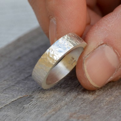 Personalised Textured Wedding Band In Silver - The Handmade ™