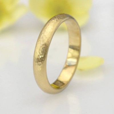 Hammered Ring In Yellow Or Rose Gold - The Handmade ™