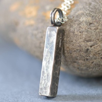 Blacksmiths Silver Hammered Block Necklace - The Handmade ™