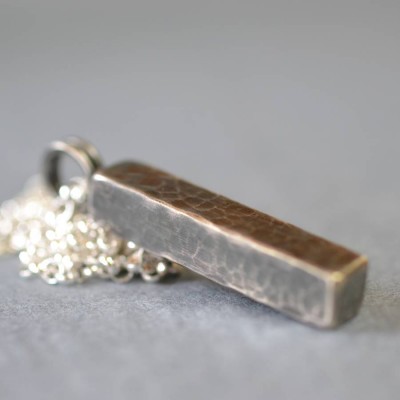 Blacksmiths Silver Hammered Block Necklace - The Handmade ™