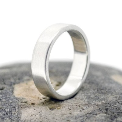 Satin Silver Rectangular Wedding Ring - The Handmade ™