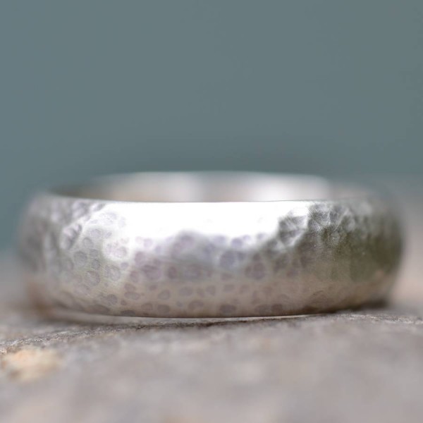 Silver Wedding Ring Lightly Hammered Finish - The Handmade ™