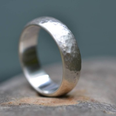 Silver Wedding Ring Lightly Hammered Finish - The Handmade ™