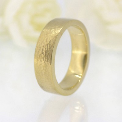 His And Hers Hammered Wedding Ring Gold Set - The Handmade ™