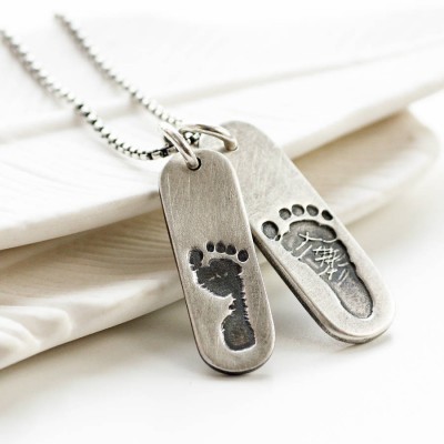 Mens Double Footprint Tag Necklace - The Handmade ™