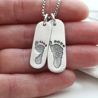 Mens Double Footprint Tag Necklace - The Handmade ™