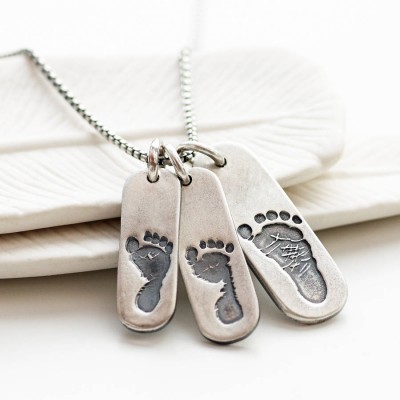 Mens Footprint Trio Tag Necklace - The Handmade ™