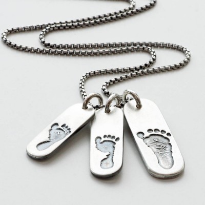 Mens Footprint Trio Tag Necklace - The Handmade ™