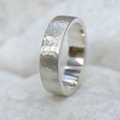 Mens Hammered Ring, Silver Or Gold - The Handmade ™