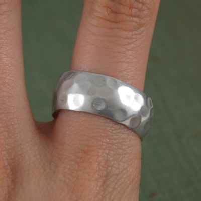 Mens Hammered Silver Ring - The Handmade ™