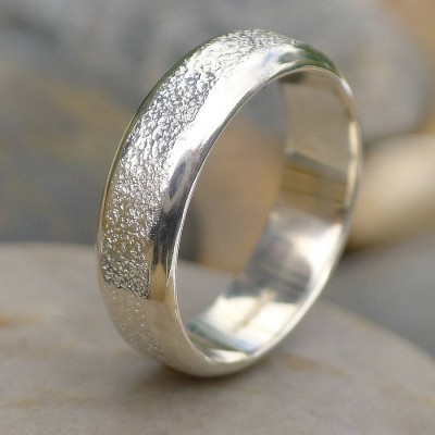 Mens Silver Ring With Concrete Texture - The Handmade ™