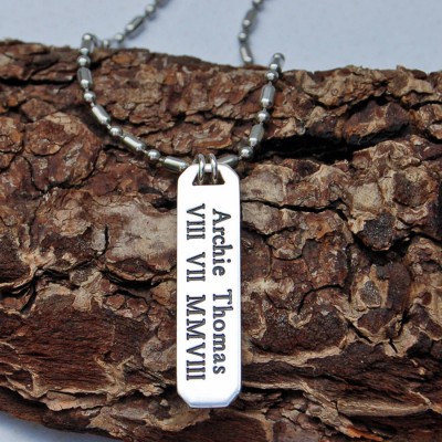 Mens Silver Vertical Bar Necklace - The Handmade ™