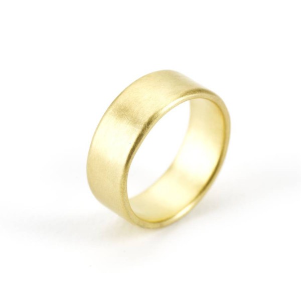 Mens Wide Brushed Pillow Wedding Ring Gold - The Handmade ™