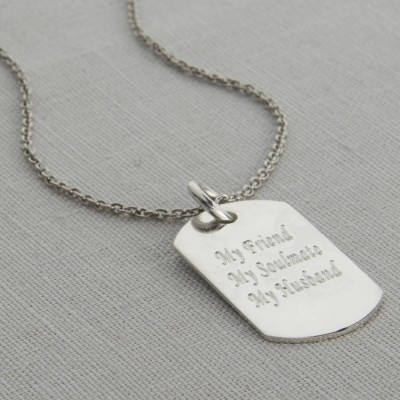 Polished Silver Dog Tag Necklace - The Handmade ™