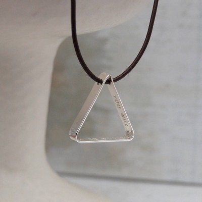 Mens Secret Message Silver Triangle Necklace - The Handmade ™