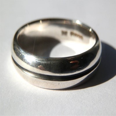 Mens Silver Oxidized Band Ring - The Handmade ™