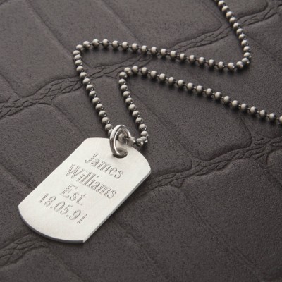 Brushed Silver Dog Tag Necklace - The Handmade ™