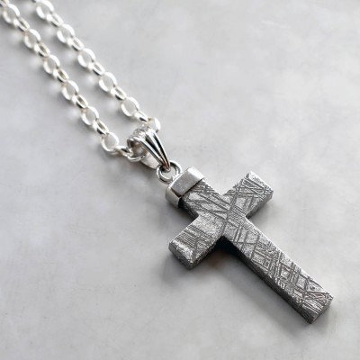 Meteorite And Silver Cross Necklace - The Handmade ™