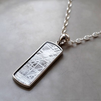 Meteorite And Silver Rectangular Necklace - The Handmade ™