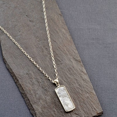 Meteorite And Silver Rectangular Necklace - The Handmade ™