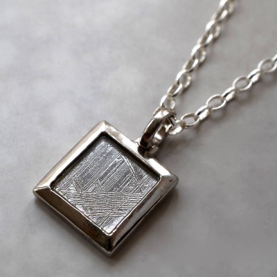Meteorite And Silver Square Necklace - The Handmade ™