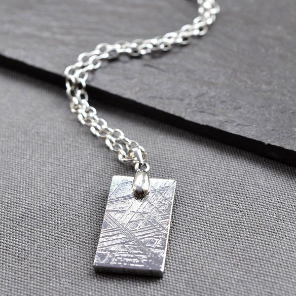 Meteorite And Silver Tag Necklace - The Handmade ™
