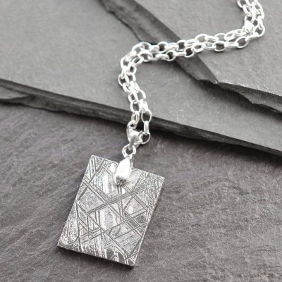 Meteorite And Silver Tag Necklace - The Handmade ™