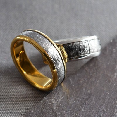 Meteorite Inlaid Gold Ring - The Handmade ™