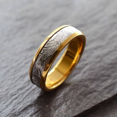 Meteorite Inlaid Gold Ring - The Handmade ™