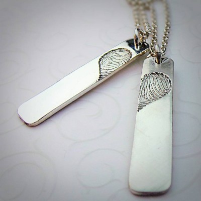 Pair Of Inked Fingerprint Heart Pendant Necklaces - The Handmade ™