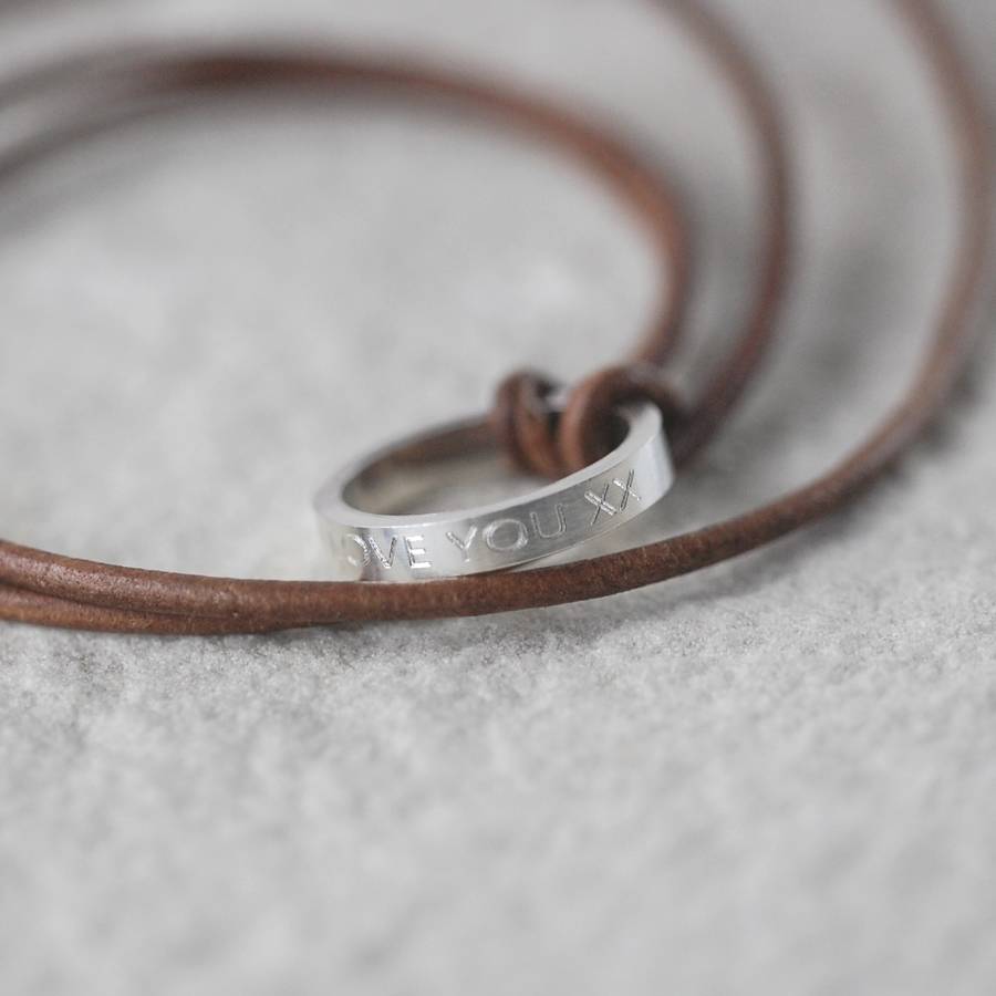 Personalised Leather Ring Necklace The Handmade