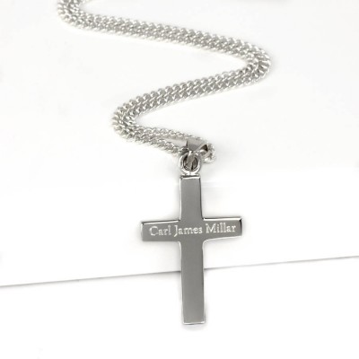 Personalised Mens Silver Cross Pendant - The Handmade ™