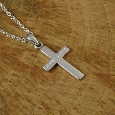 Personalised Mens Silver Cross Pendant - The Handmade ™