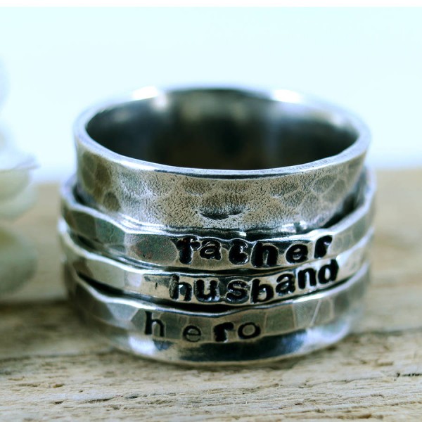 Personalised Mens Silver Spinner Ring - The Handmade ™