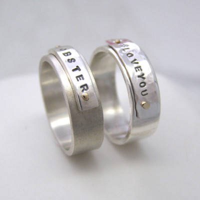 Personalised Silver And Gold Rivet Rings - The Handmade ™