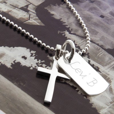 Silver Cross And Dogtag Necklace - The Handmade ™