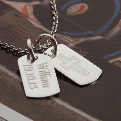 Silver Double Dog Tag Necklace - The Handmade ™