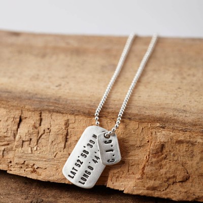 Silver Location Dog Tag Necklace - The Handmade ™