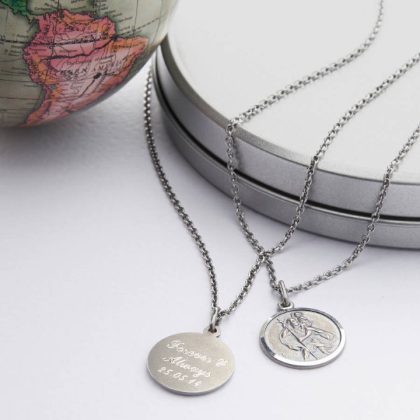 Silver St Christpher Medal Necklace - The Handmade ™