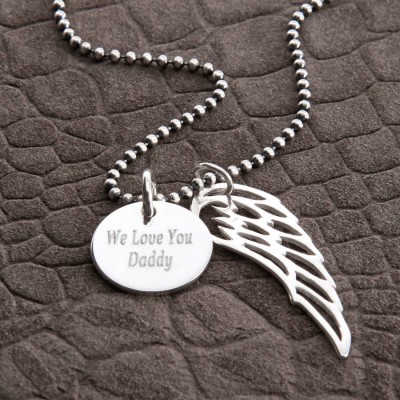 Personalised Silver Wing And Disc Pendant - The Handmade ™