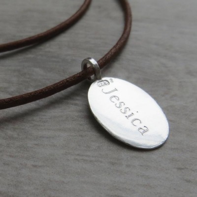 Silver Tag amp Leather Cord Necklace - The Handmade ™