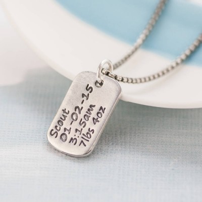Dog Tag Necklace With Baby Birth Info - The Handmade ™