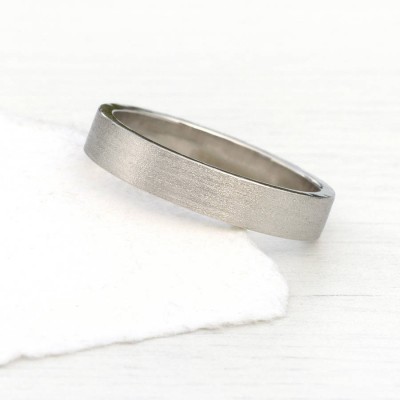 White Gold Wedding Ring With Spun Silk Finish - The Handmade ™