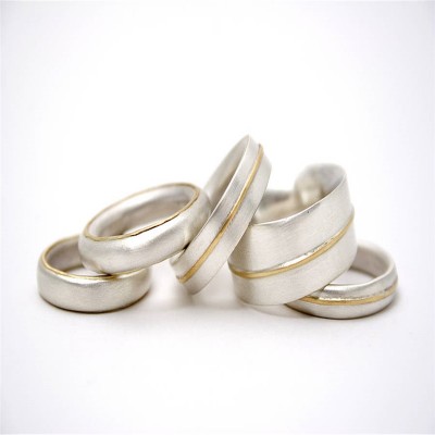 Thin Silver Ring With Yellow Gold Detail - The Handmade ™