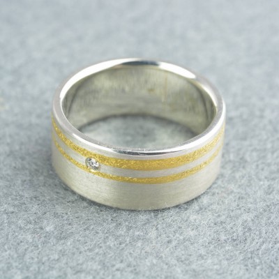 Silver And Finegold Diamond Ring - The Handmade ™