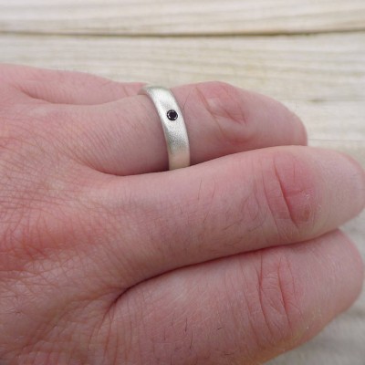 Mens Black Diamond Silver Ring - The Handmade ™